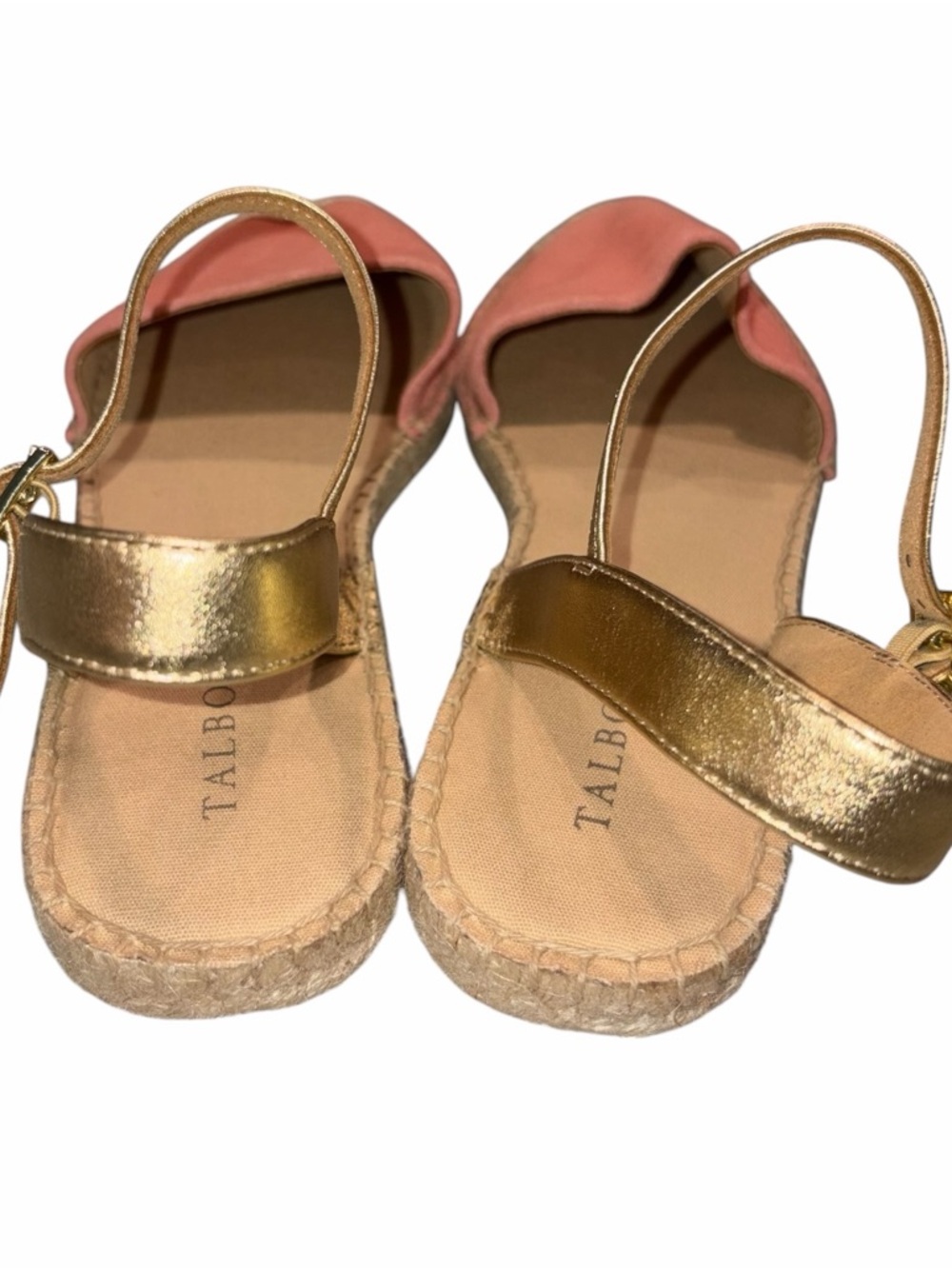 NEW Talbots Coral Suede & Gold Leather Izzy D’Orsay Espadrille Flats Sandals 10 - Picture 6 of 10